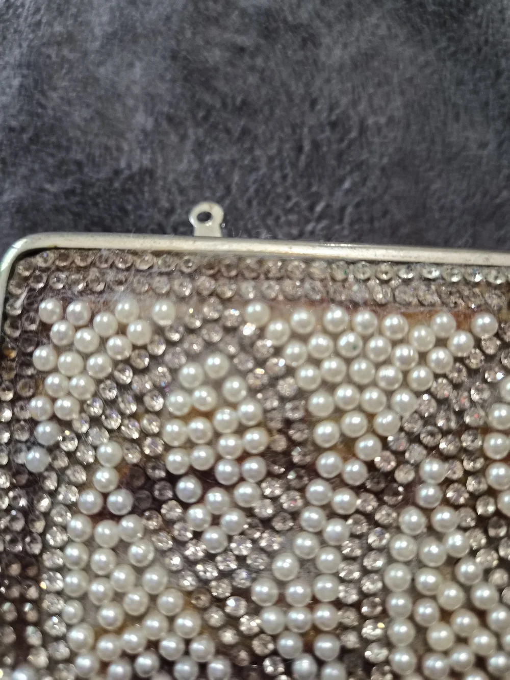 Kate Landry Crystal Embellished Beige and Irradecent Women’s Clutch